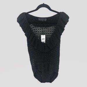 Kendall + Kylie - Crochet Ruffle Bodysuit - Size L